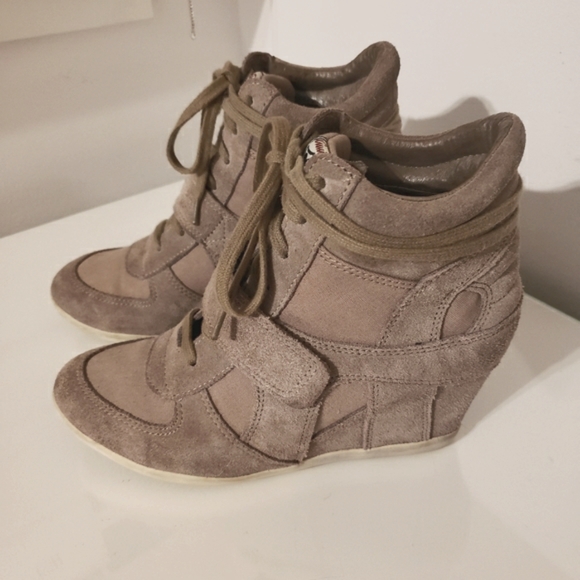 Ash Limited Bowie High Top Tan Sneaker Suede Canvas Rubber Sole Lace Up Woman 38 - Picture 1 of 10